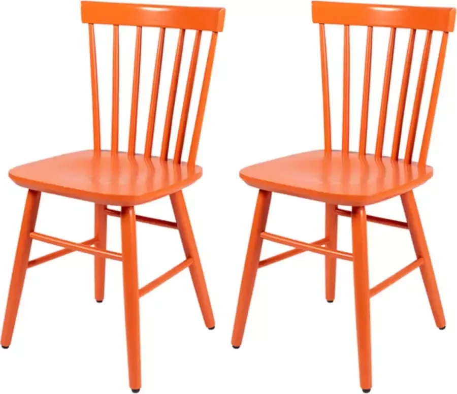 MaximaVida houten spijlenstoel Maxime warm oranje doos per 2 stuks