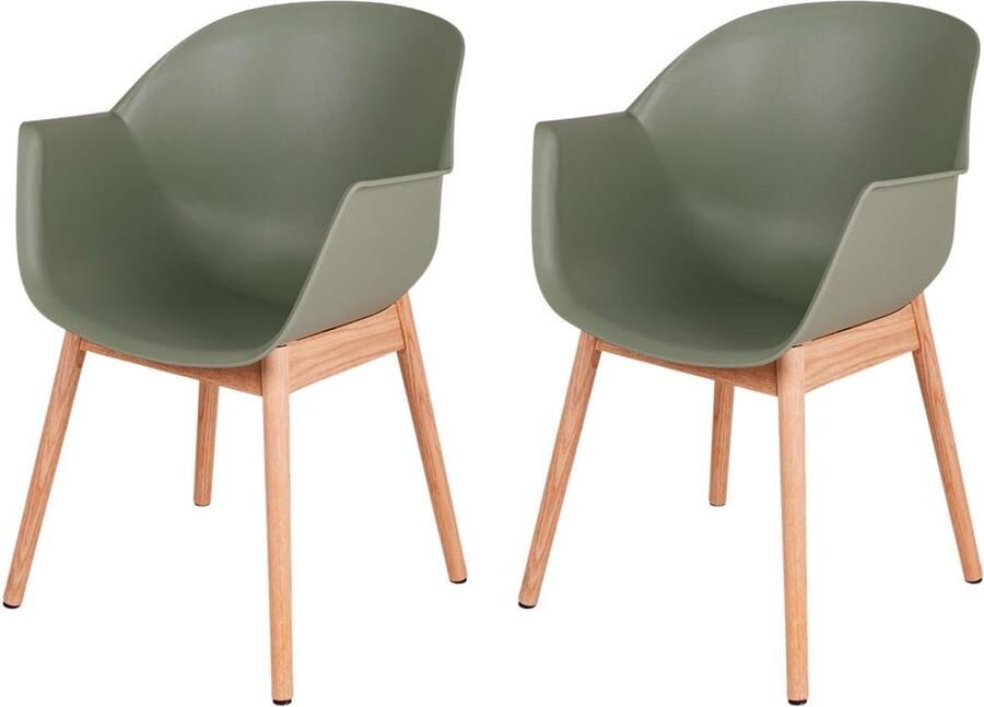 MaximaVida eetkamerstoel Cuyp XXL olijfgroen eiken stoelpoten- 2 stuks