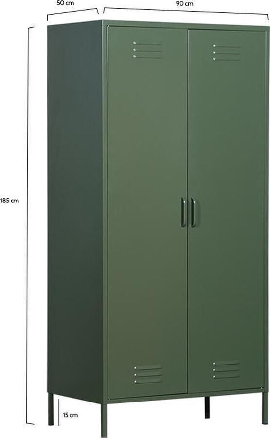 MaximaVida metalen kleding lockerkast Finn 90 x 50 x 185 cm olijfgroen 4 schappen - Foto 2