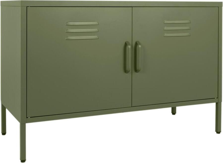 MaximaVida metalen TV lockerkast Finn 100 x 40 x 64 cm olijfgroen 1 schap
