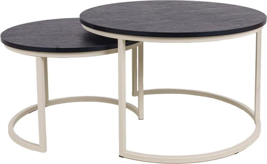 MaximaVida ronde salontafel set Chicago XL 75 cm ivoor pinewood fineer