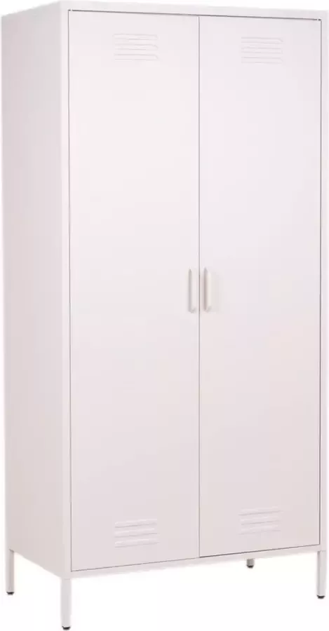 MaximaVida metalen kleding lockerkast Finn 90 x 50 x 185 cm ivoor 4 schappen