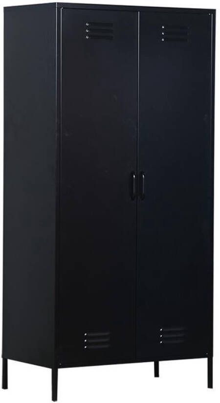 MaximaVida metalen kleding lockerkast Finn 90 x 50 x 185 cm zwart 4 schappen - Foto 1