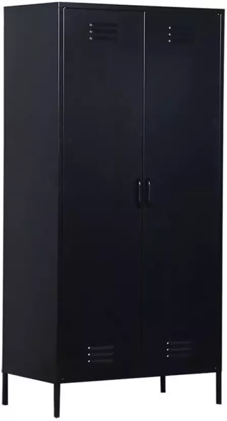 MaximaVida metalen kleding lockerkast Finn 90 x 50 x 185 cm zwart 4 schappen