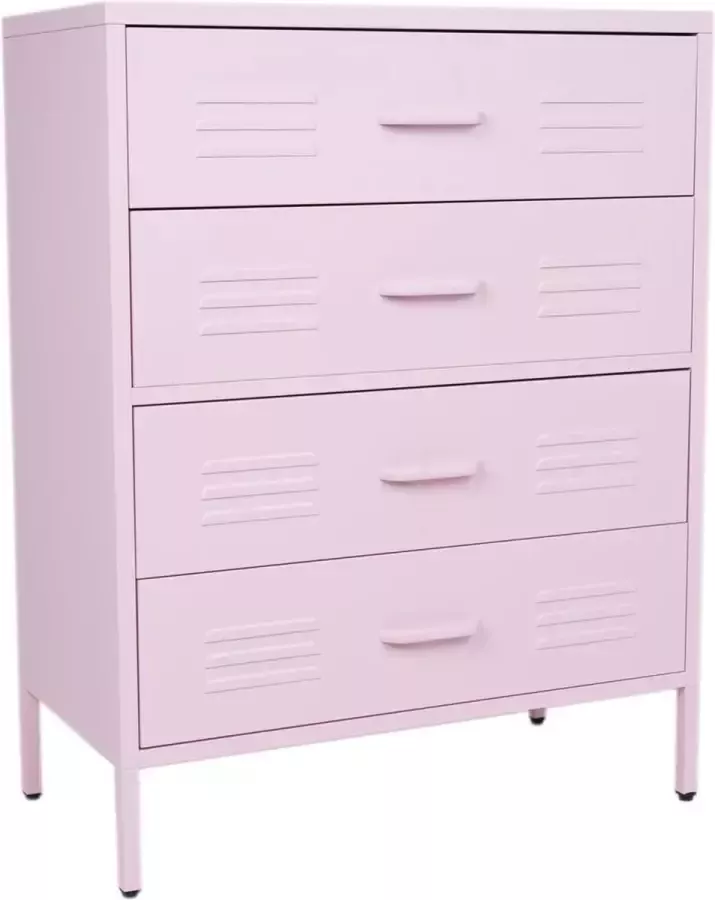 MaximaVida metalen locker ladekast Finn 80 x 40 x 102 cm poederroze 4 lades - Foto 1