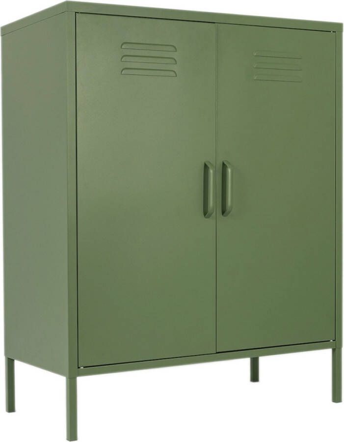 MaximaVida metalen lockerkast Finn 80 x 40 x 102 cm olijfgroen 2 schappen