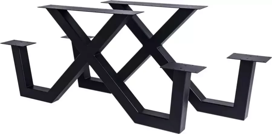 MaximaVida metalen picknicktafel onderstel New York zwart gecoat doos per 2 stuks