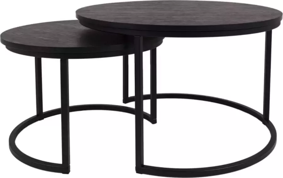 MaximaVida ronde salontafel set Chicago XL zwart 75 cm A grade pinewood