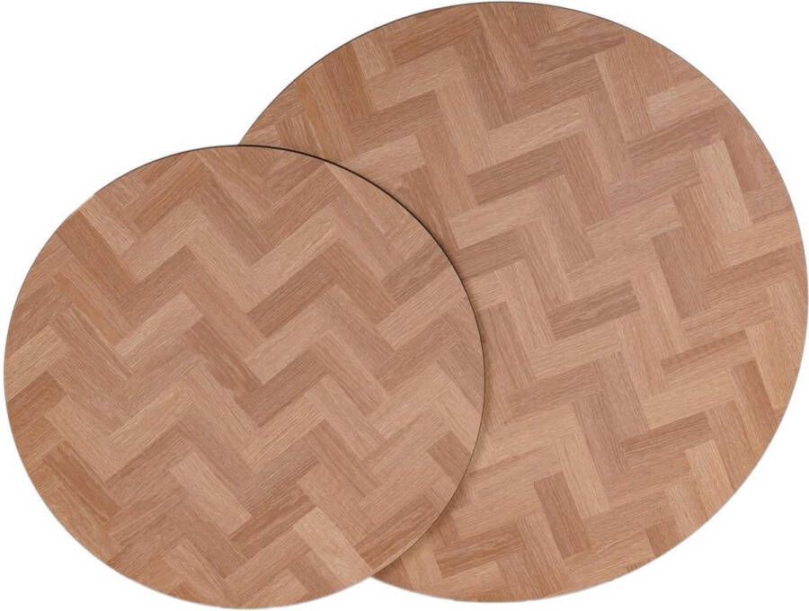 MaximaVida ronde set tafelbladen Copenhagen 58 en 45 cm HPL fishbone look
