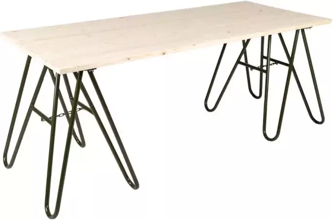 MaximaVida vurenhouten tafel Heidelberg 180 cm legergroene schragen
