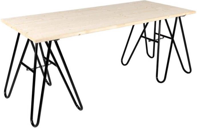 MaximaVida vurenhouten tafel Heidelberg 180 cm zwarte schragen