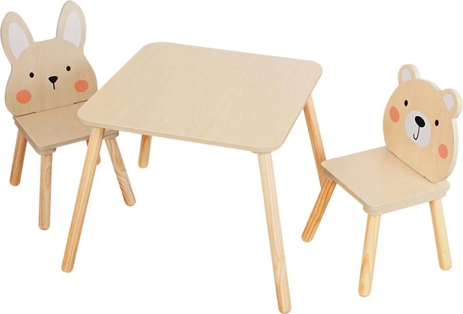 Maxx kidz Kindertafel met 2 Stoeltjes Speeltafel voor Kinderen Ideaal als Tekentafel Peuter Stoeltje met Tafel Kindermeubels van Hout - Foto 2