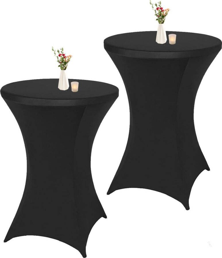 MaxxGarden Statafel 2 stuks + cover Cocktailtafel Receptie Klaptafel Receptietafel Incl. 2x zwarte Statafelrok ø80 x 115cm Wit - Foto 2
