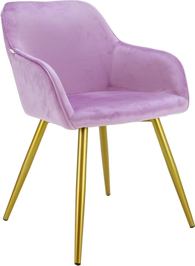 MaxxHome Eetkamerstoel – Eetkamerstoelen set van 4 – Stoel met Armleuning – Velvet Stoelen Roze