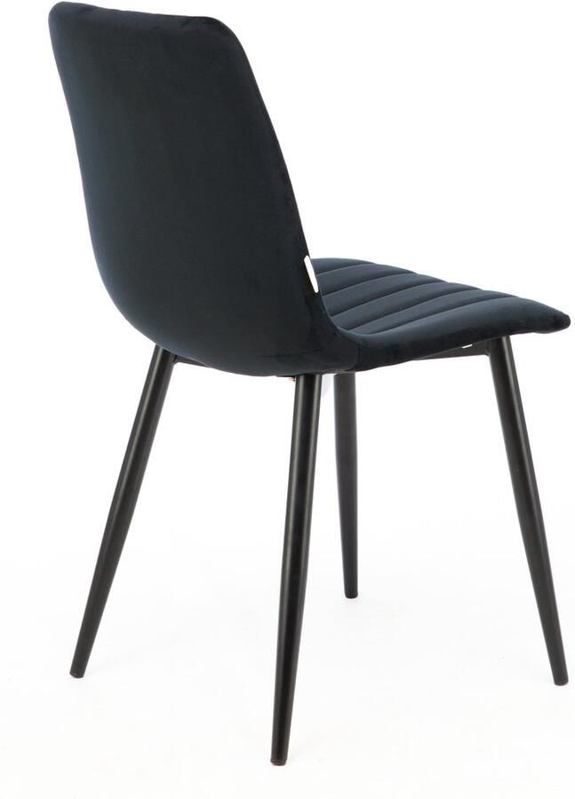 MaxxHome Eetkamerstoel Eetkamerstoelen set van 4 Velvet Stoffen Stoel Zwart