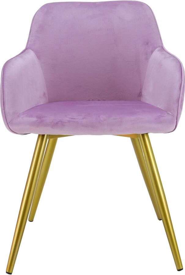 MaxxHome Eetkamerstoel – Eetkamerstoelen set van 6 – Stoel met Armleuning – Velvet Stoelen Roze