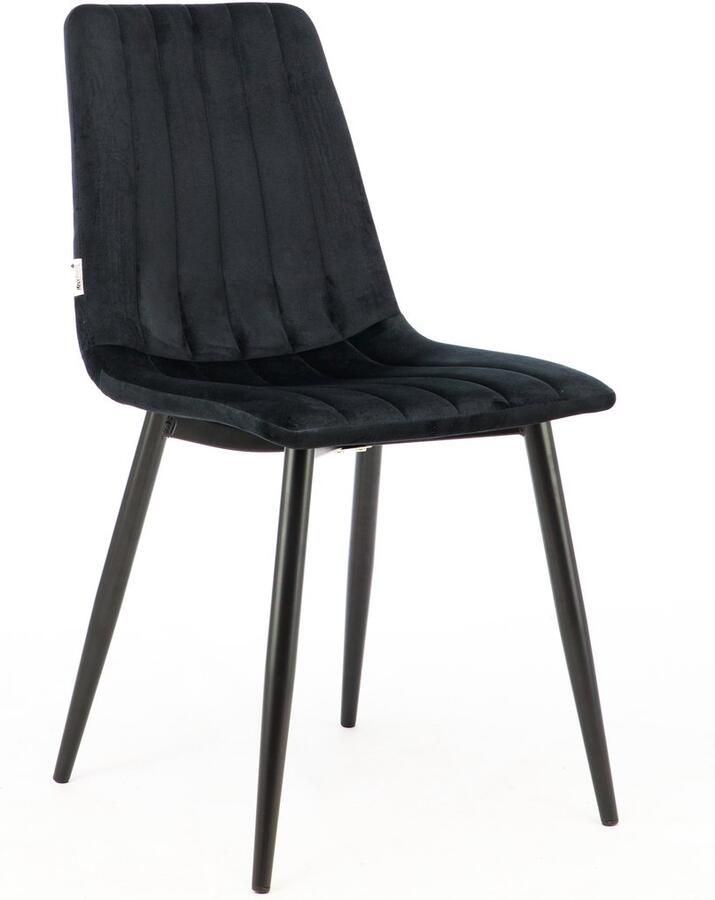 MaxxHome Eetkamerstoel Eetkamerstoelen set van 6 Velvet Stoffen Stoel Zwart