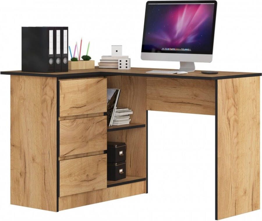 Maxy shop Hoekbureau B16 Links Eiken Zwart