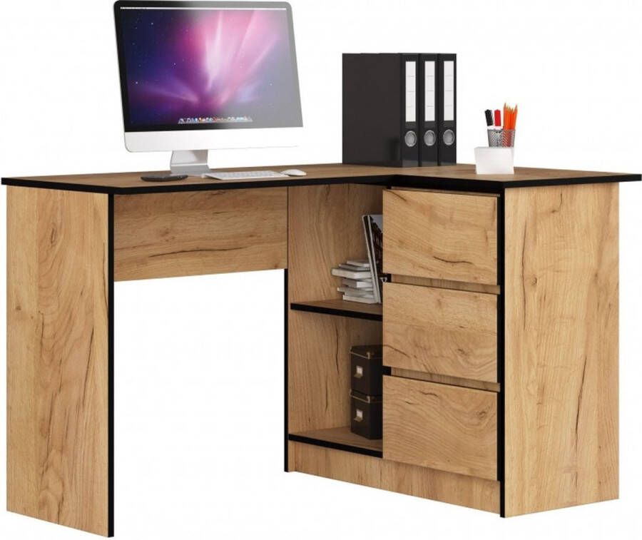 Maxy-shop Hoekbureau B16 Rechts Eiken Zwart