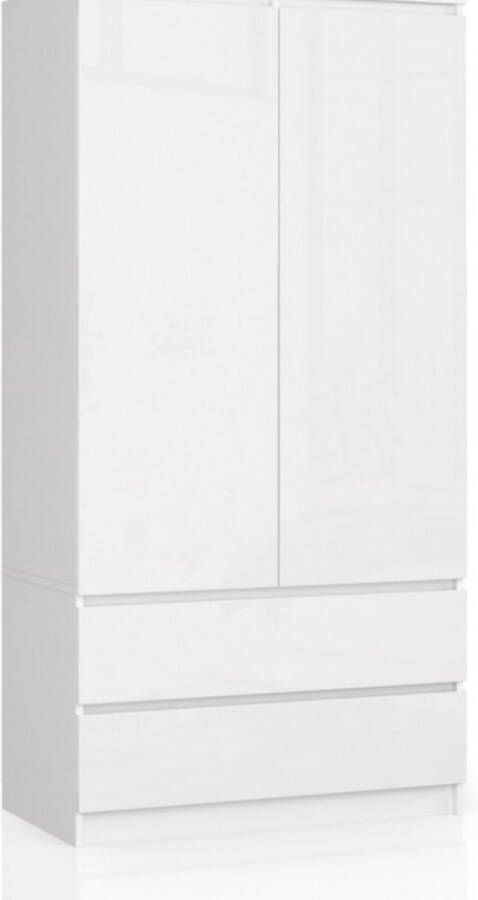 Maxy-shop Kledingkast Glans 90 cm Wit glanzend