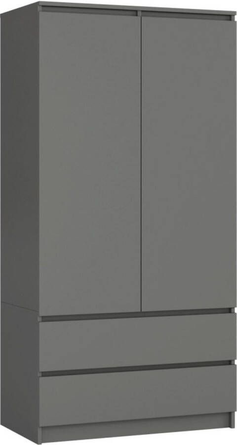 Maxy shop Kledingkast Twee lades Grijs Roedestang Leg gedeelte Slaapkamer Kast