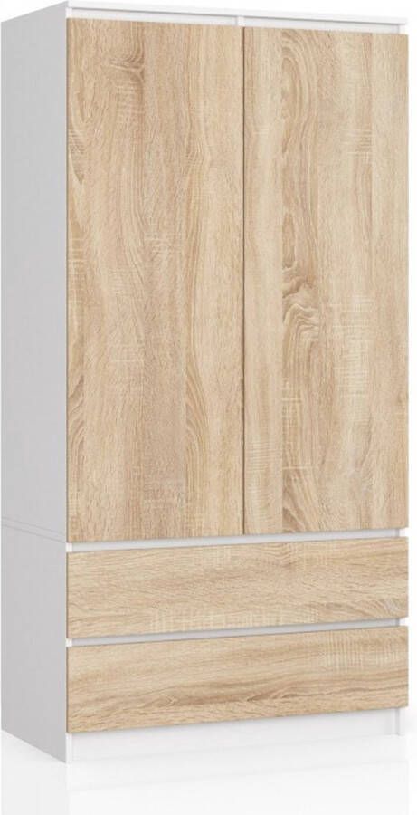 Maxy shop KLedingkast met lades Wit Licht eiken