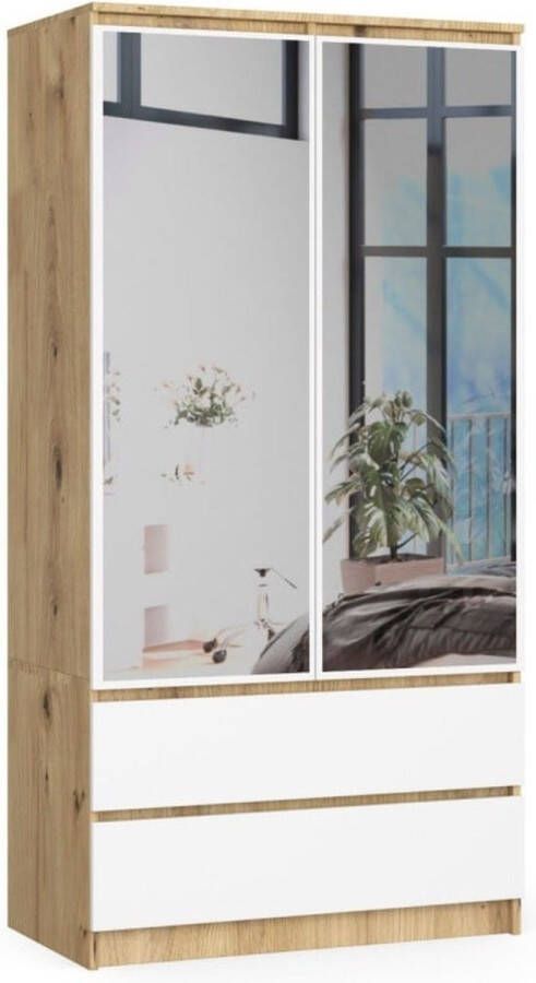 Maxy-shop kledingkast Met Spiegel 90 cm Eiken wit