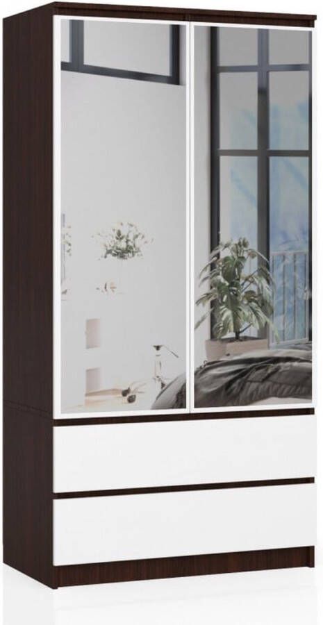 Maxy-shop kledingkast Met Spiegel 90 cm Noten wit