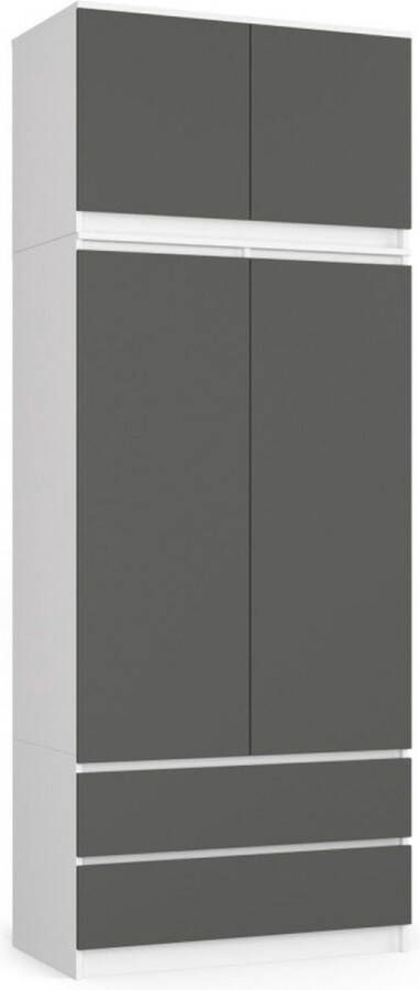 Maxy-shop kledingkast XL Extra hoog Wit Grijs