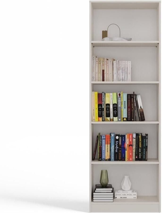 Maxy-shop Boekenkast creme 60 cm breed 4 planken