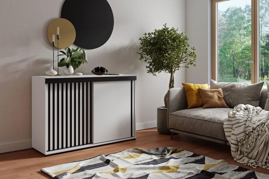 Maxy-shop Dressoir Malaga 140 cm Wit Zwart 2