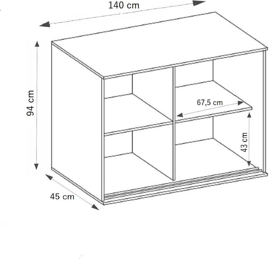 Maxy-shop Dressoir Malaga 140 cm Wit Zwart