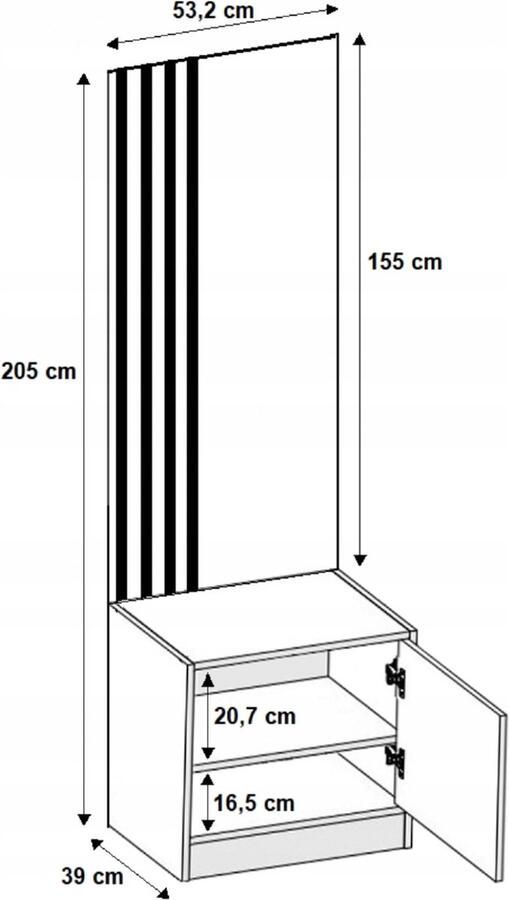 Maxy-shop Halmeubel Girona met Kapstok en spiegel Wit Grijs