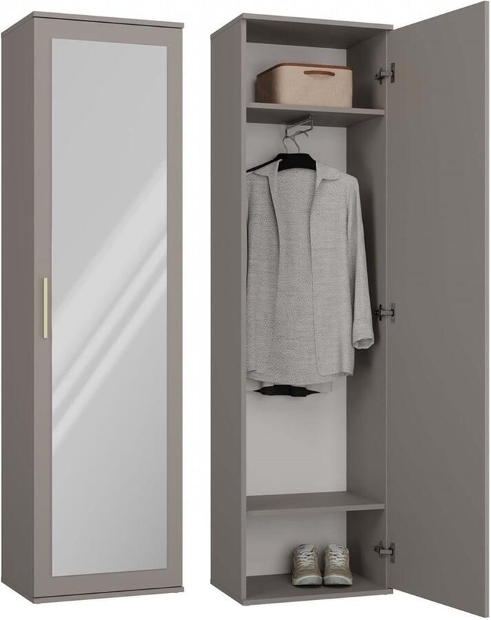 Maxy-shop Halmeubel Hal kast klei met spiegel hanggedeelte