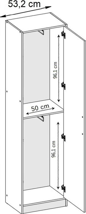 Maxy-shop Halmeubel Mataro met Kapstok en 2 spiegels Wit Zwart