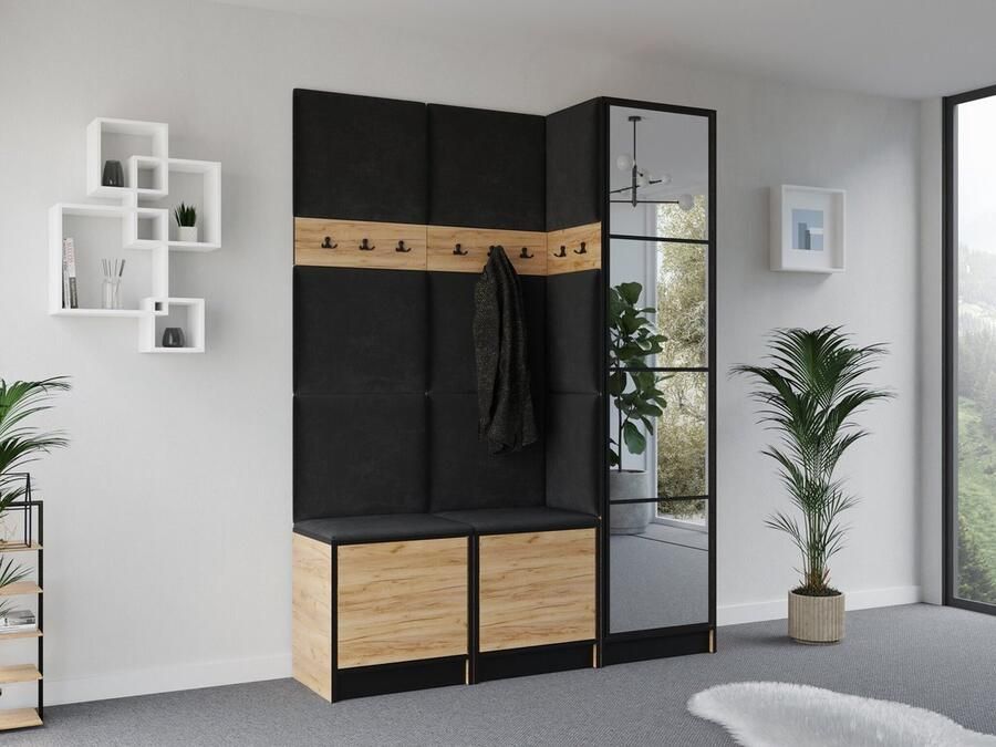 Maxy-shop Halmeubel Murcia met Kapstok en spiegel Eiken Grijs