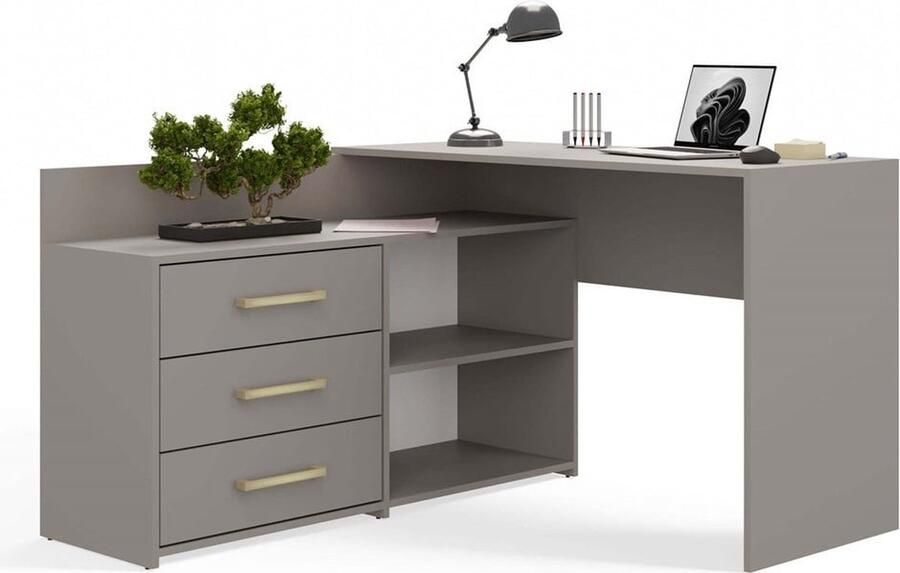 Maxy-shop Hoekbureau met Lades klei- Bureau-Opbergruimte-Computerbureau