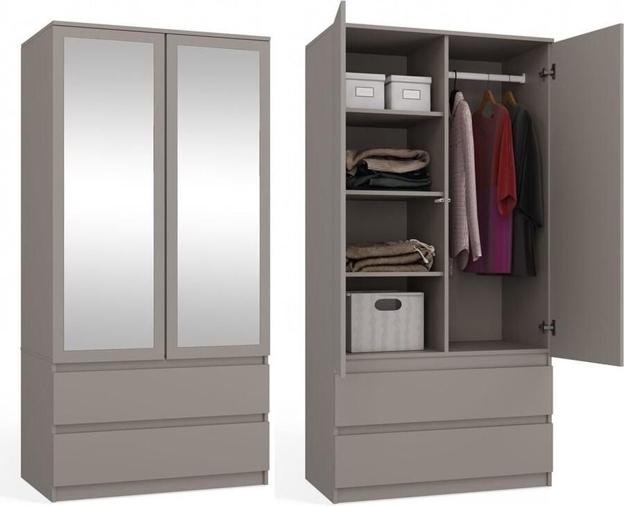 Maxy-shop kledingkast -kledingkast Met Spiegel Klei