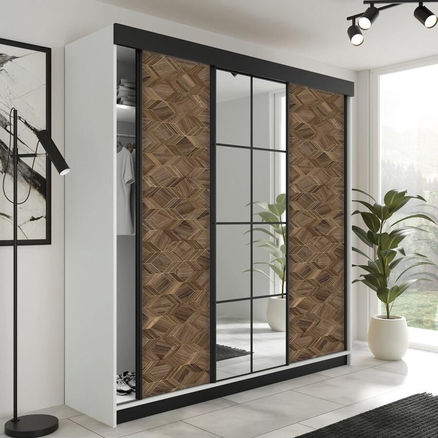 Maxy-shop Kledingkast Vena Wit Zwart Art 250 cm