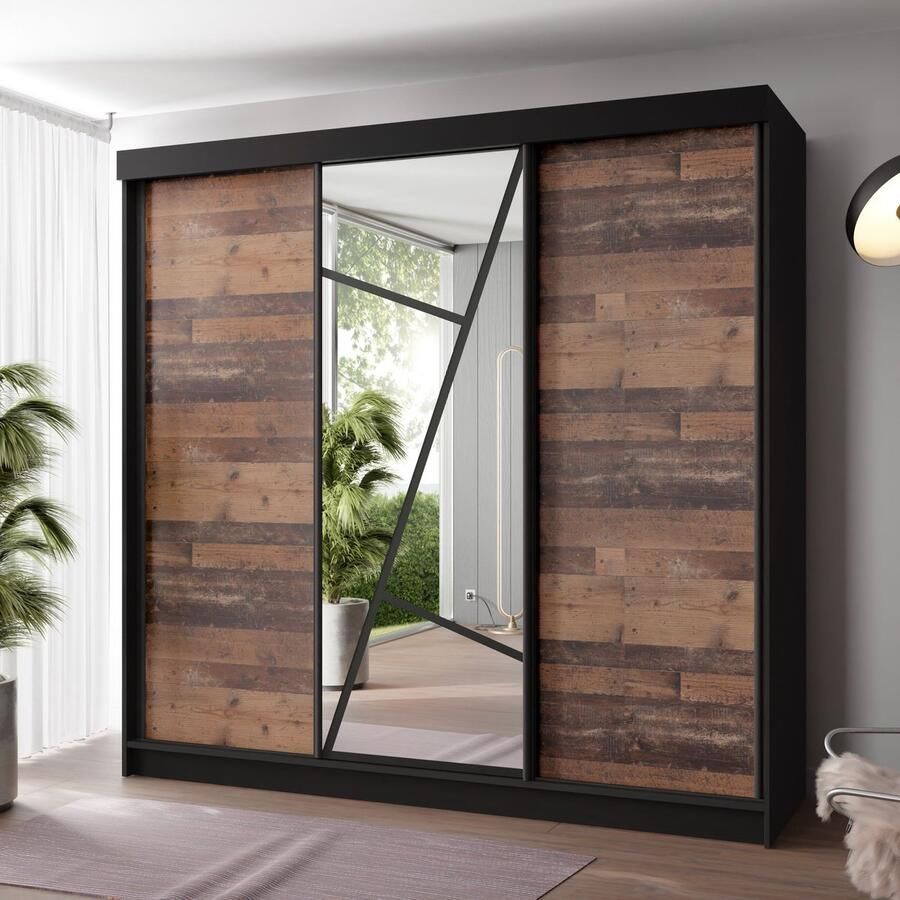 Maxy-shop Kledingkast Vena Zwart 200 cm