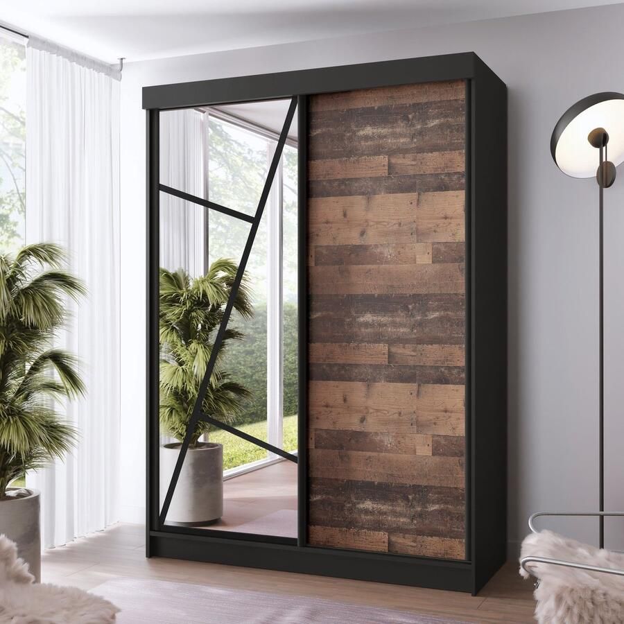 Maxy-shop Kledingkast Vena Zwart 138 cm