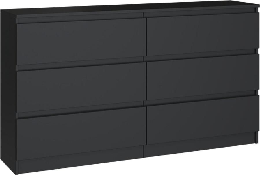 Maxy-shop Ladekast 140 cm 6 lades zwart