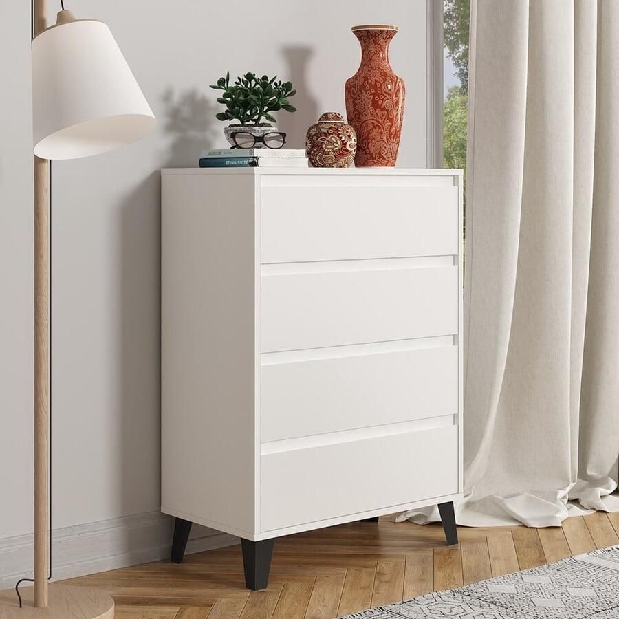 Maxy-shop Ladekast 4 lades Wit scandi