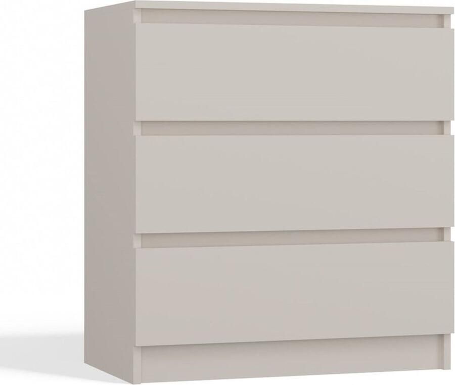 Maxy-shop Ladekast antraciet eiken 3 lades Creme