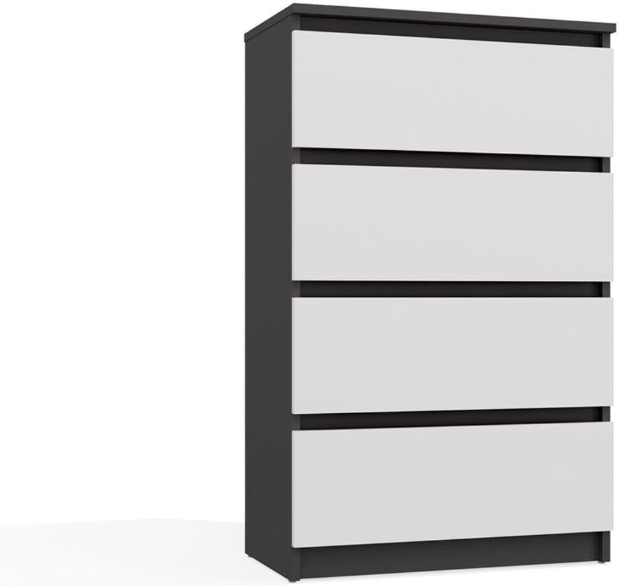 Maxy-shop Ladekast M 4 lades antraciet wit 70 cm breed Antraciet wit