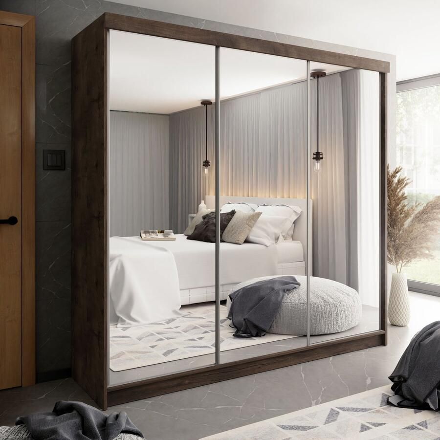 Maxy-shop Schuifdeurkast spiegel eiken met spiegel 250 cm Eiken