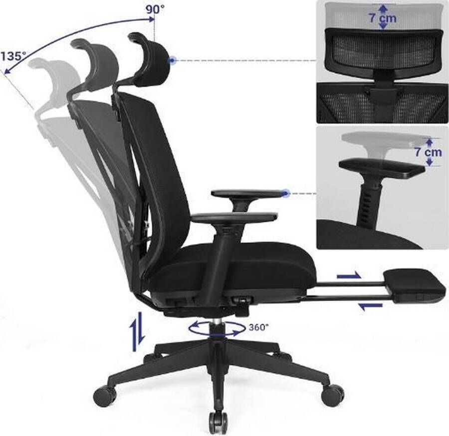 MAZAZU Bureaustoel voor volwassenen Stoel Kantoor Schuim Zwart 70x70x116