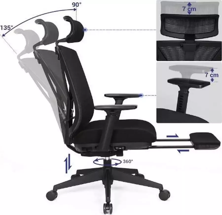 MAZAZU MIRA Home Bureaustoel voor volwassenen Stoel Kantoor Schuim Zwart 70x70x116