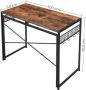 MAZAZU MIRA Home Computertafel Opklapbaar bureau met 8 haken Spaanplaat Metaal Industrieel Ontwerp Vintage Bruin Zwart 100x50x76 - Thumbnail 2