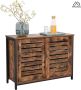 MAZAZU MIRA Home Dressoir kast met deuren Industrieel Bruin zwart Hout Staal 100x35x70 - Thumbnail 2